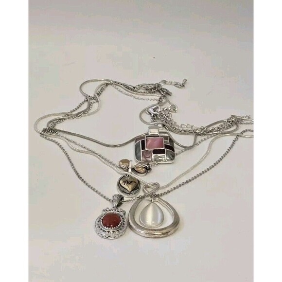 Unbranded Fashion costume Silver-tone Pendant Chain Necklace Lot Of 4 - Picture 7 of 7